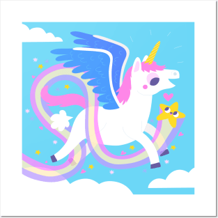 Flying unicorn Posters and Art